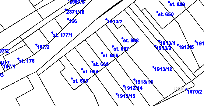 Parcela st. 666 v KÚ Rovensko pod Troskami, Katastrální mapa