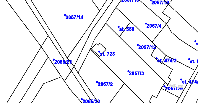 Parcela st. 723 v KÚ Rovensko pod Troskami, Katastrální mapa