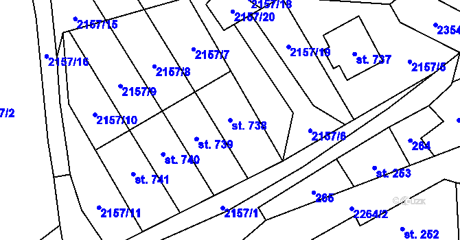 Parcela st. 738 v KÚ Rovensko pod Troskami, Katastrální mapa
