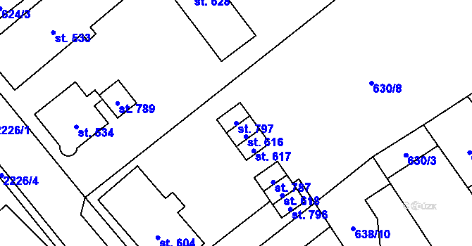 Parcela st. 797 v KÚ Rovensko pod Troskami, Katastrální mapa