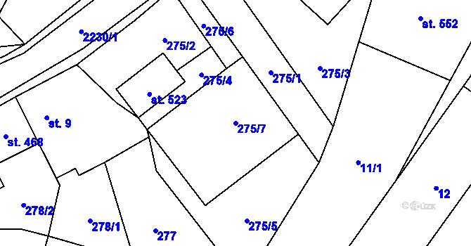 Parcela st. 275/7 v KÚ Rovensko pod Troskami, Katastrální mapa