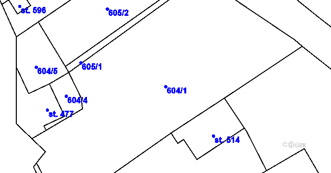 Parcela st. 604/1 v KÚ Rovensko pod Troskami, Katastrální mapa