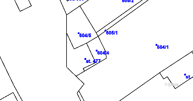 Parcela st. 604/4 v KÚ Rovensko pod Troskami, Katastrální mapa