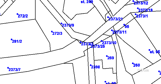 Parcela st. 2373/3 v KÚ Rovensko pod Troskami, Katastrální mapa