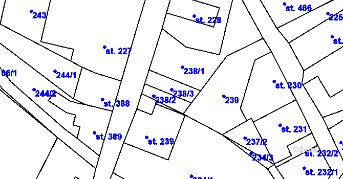 Parcela st. 238/3 v KÚ Rovensko pod Troskami, Katastrální mapa
