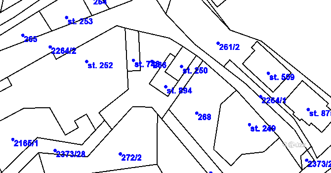 Parcela st. 894 v KÚ Rovensko pod Troskami, Katastrální mapa