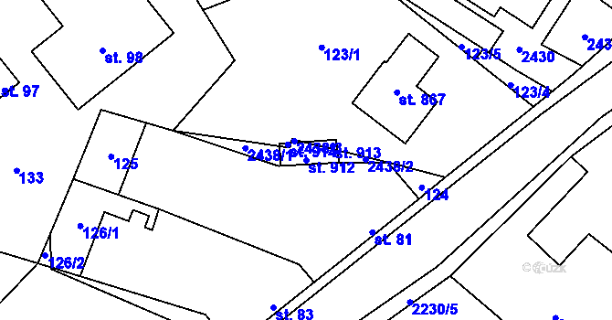 Parcela st. 912 v KÚ Rovensko pod Troskami, Katastrální mapa