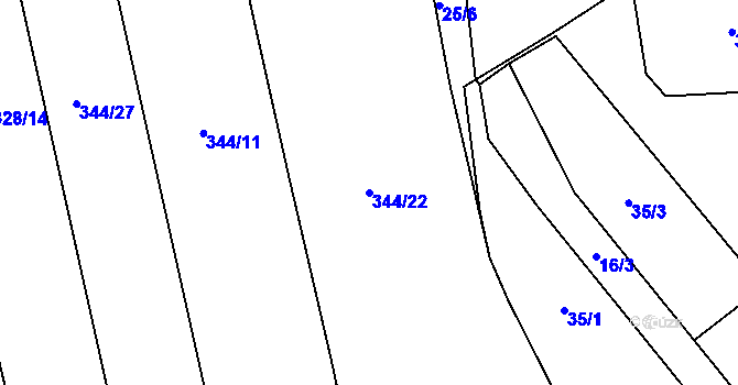 Parcela st. 344/22 v KÚ Rohozná u Rovné, Katastrální mapa