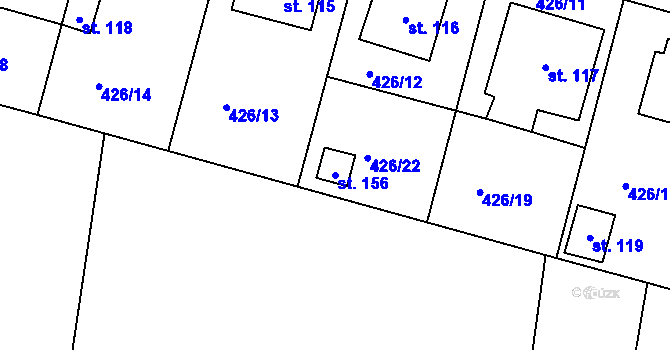 Parcela st. 156 v KÚ Rovná u Strakonic, Katastrální mapa