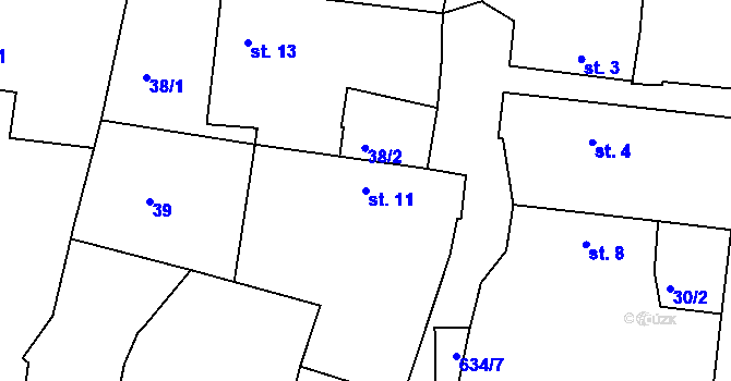 Parcela st. 11 v KÚ Rovná u Strakonic, Katastrální mapa