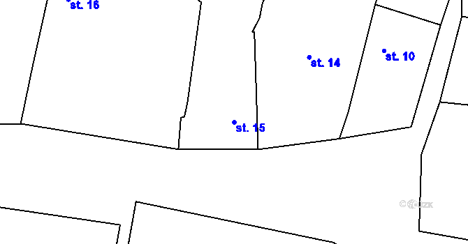 Parcela st. 15 v KÚ Rovná u Strakonic, Katastrální mapa