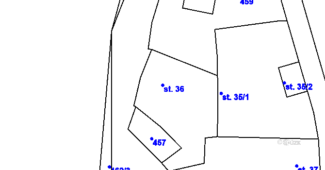 Parcela st. 36 v KÚ Rovná u Strakonic, Katastrální mapa