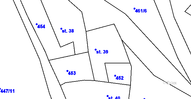 Parcela st. 39 v KÚ Rovná u Strakonic, Katastrální mapa