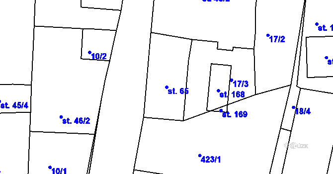 Parcela st. 65 v KÚ Rovná u Strakonic, Katastrální mapa