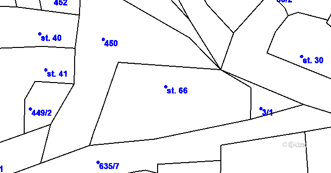 Parcela st. 66 v KÚ Rovná u Strakonic, Katastrální mapa