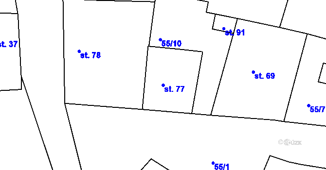 Parcela st. 77 v KÚ Rovná u Strakonic, Katastrální mapa