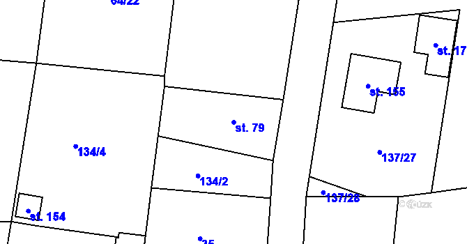 Parcela st. 79 v KÚ Rovná u Strakonic, Katastrální mapa