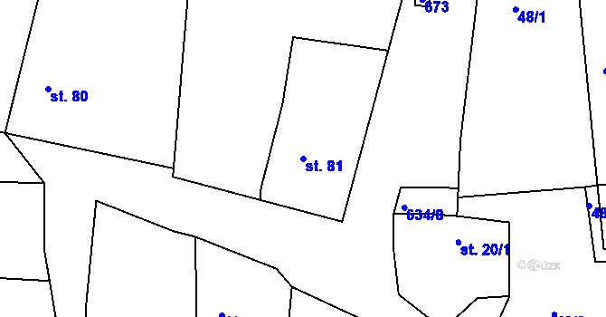 Parcela st. 81 v KÚ Rovná u Strakonic, Katastrální mapa