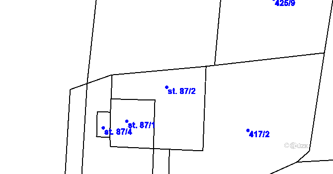 Parcela st. 87/2 v KÚ Rovná u Strakonic, Katastrální mapa