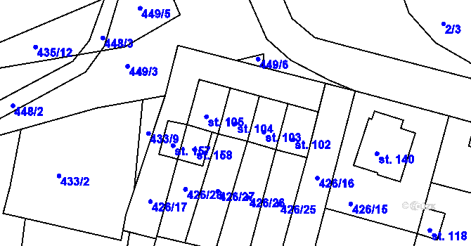 Parcela st. 104 v KÚ Rovná u Strakonic, Katastrální mapa