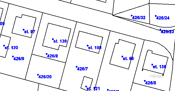 Parcela st. 108 v KÚ Rovná u Strakonic, Katastrální mapa