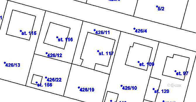 Parcela st. 117 v KÚ Rovná u Strakonic, Katastrální mapa