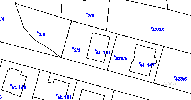 Parcela st. 137 v KÚ Rovná u Strakonic, Katastrální mapa