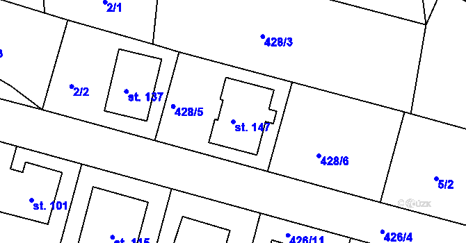 Parcela st. 147 v KÚ Rovná u Strakonic, Katastrální mapa