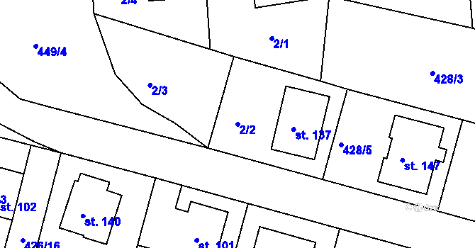 Parcela st. 2/2 v KÚ Rovná u Strakonic, Katastrální mapa