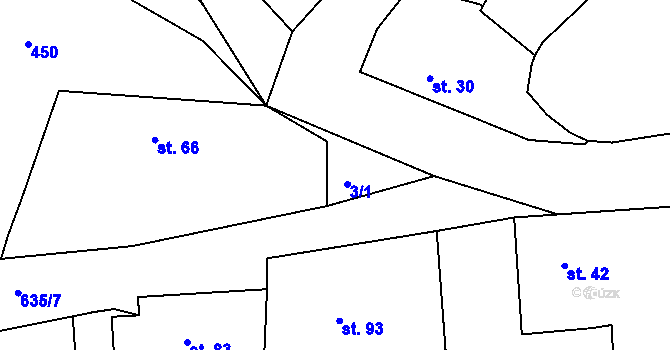 Parcela st. 3/1 v KÚ Rovná u Strakonic, Katastrální mapa