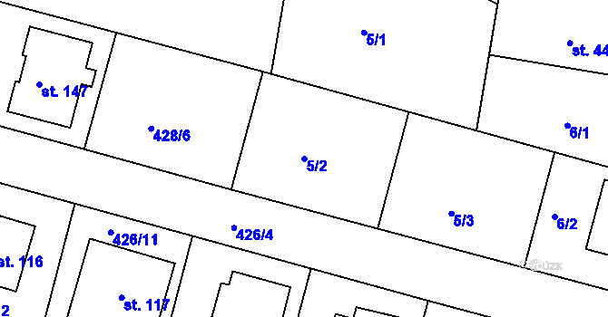 Parcela st. 5/2 v KÚ Rovná u Strakonic, Katastrální mapa