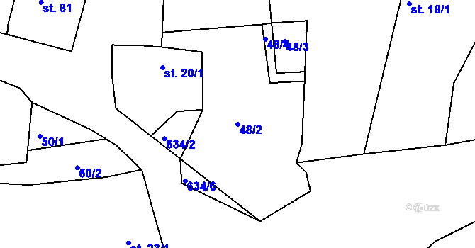 Parcela st. 48/2 v KÚ Rovná u Strakonic, Katastrální mapa