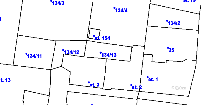 Parcela st. 134/13 v KÚ Rovná u Strakonic, Katastrální mapa