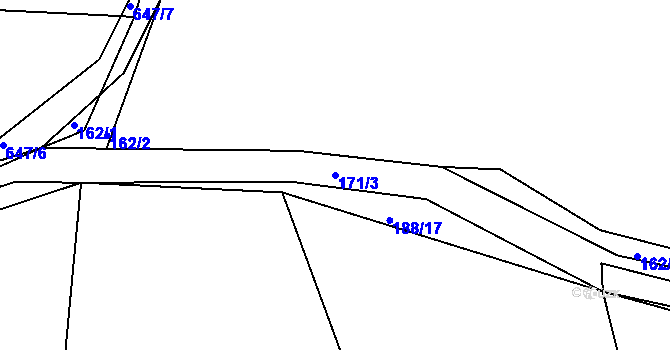 Parcela st. 171/3 v KÚ Rovná u Strakonic, Katastrální mapa
