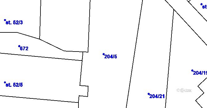Parcela st. 204/5 v KÚ Rovná u Strakonic, Katastrální mapa