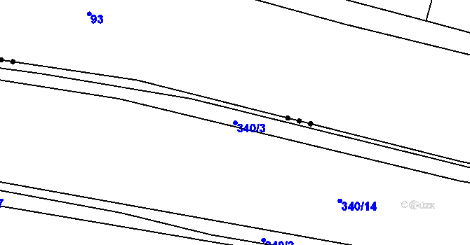 Parcela st. 340/3 v KÚ Rovná u Strakonic, Katastrální mapa