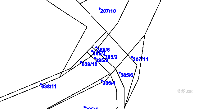 Parcela st. 385/2 v KÚ Rovná u Strakonic, Katastrální mapa
