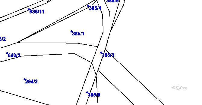 Parcela st. 385/3 v KÚ Rovná u Strakonic, Katastrální mapa