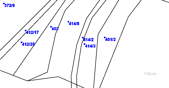 Parcela st. 414/3 v KÚ Rovná u Strakonic, Katastrální mapa