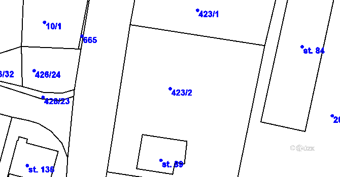 Parcela st. 423/2 v KÚ Rovná u Strakonic, Katastrální mapa