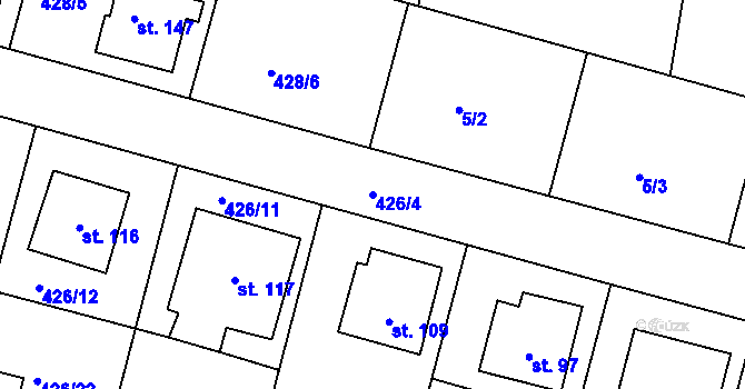 Parcela st. 426/4 v KÚ Rovná u Strakonic, Katastrální mapa