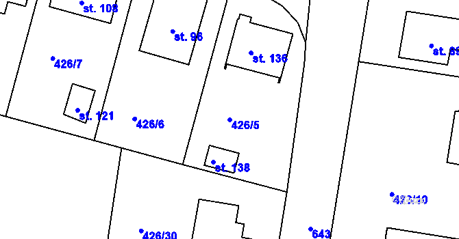 Parcela st. 426/5 v KÚ Rovná u Strakonic, Katastrální mapa