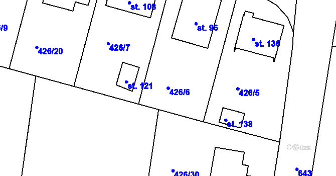Parcela st. 426/6 v KÚ Rovná u Strakonic, Katastrální mapa