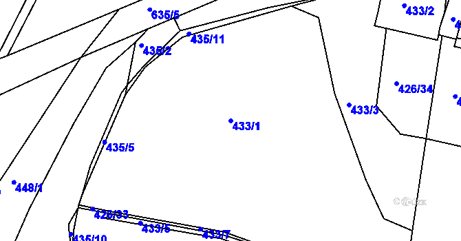 Parcela st. 433/1 v KÚ Rovná u Strakonic, Katastrální mapa