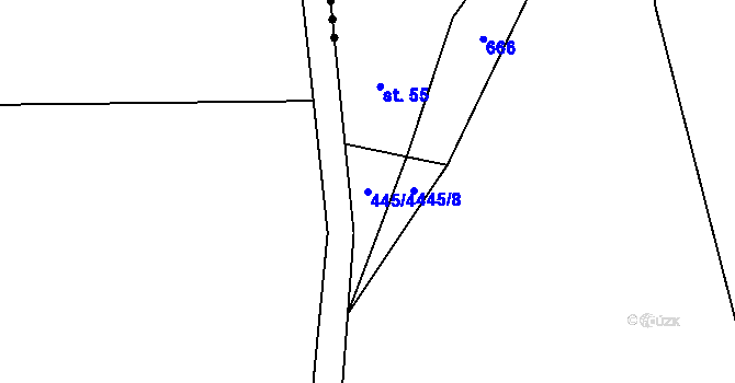 Parcela st. 445/4 v KÚ Rovná u Strakonic, Katastrální mapa