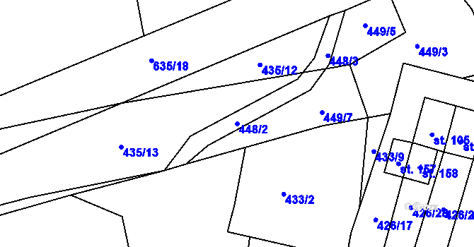 Parcela st. 448/2 v KÚ Rovná u Strakonic, Katastrální mapa