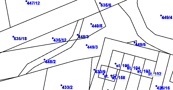 Parcela st. 449/3 v KÚ Rovná u Strakonic, Katastrální mapa