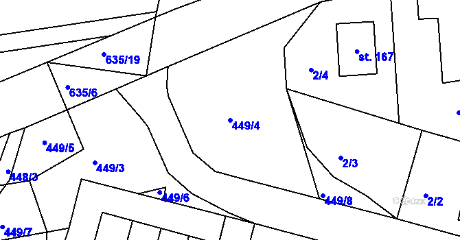 Parcela st. 449/4 v KÚ Rovná u Strakonic, Katastrální mapa