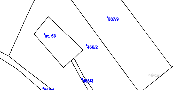 Parcela st. 466/2 v KÚ Rovná u Strakonic, Katastrální mapa