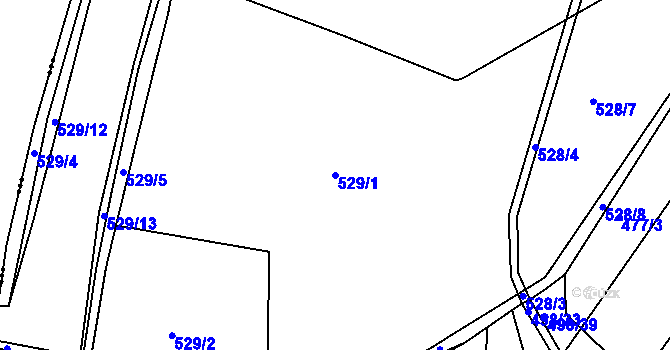 Parcela st. 529/1 v KÚ Rovná u Strakonic, Katastrální mapa